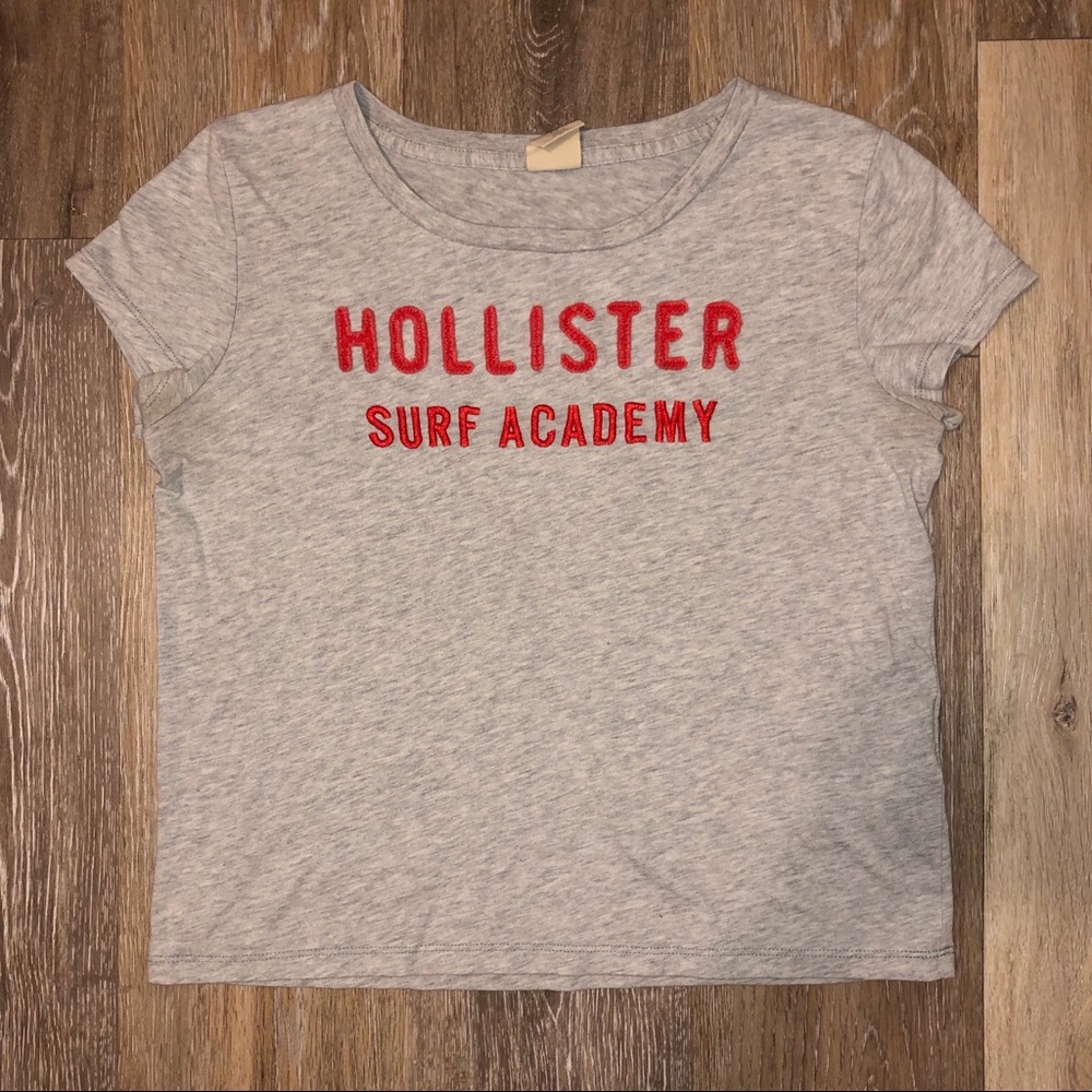 Hollister Gray Logo Crop Top